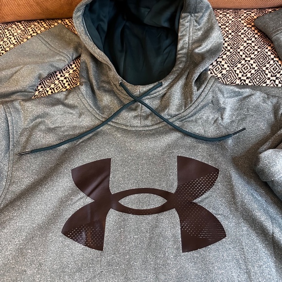 Under Armour Men’s Hoodie – Green Performance Fleece Sweatshirt - Picture 3 of 4